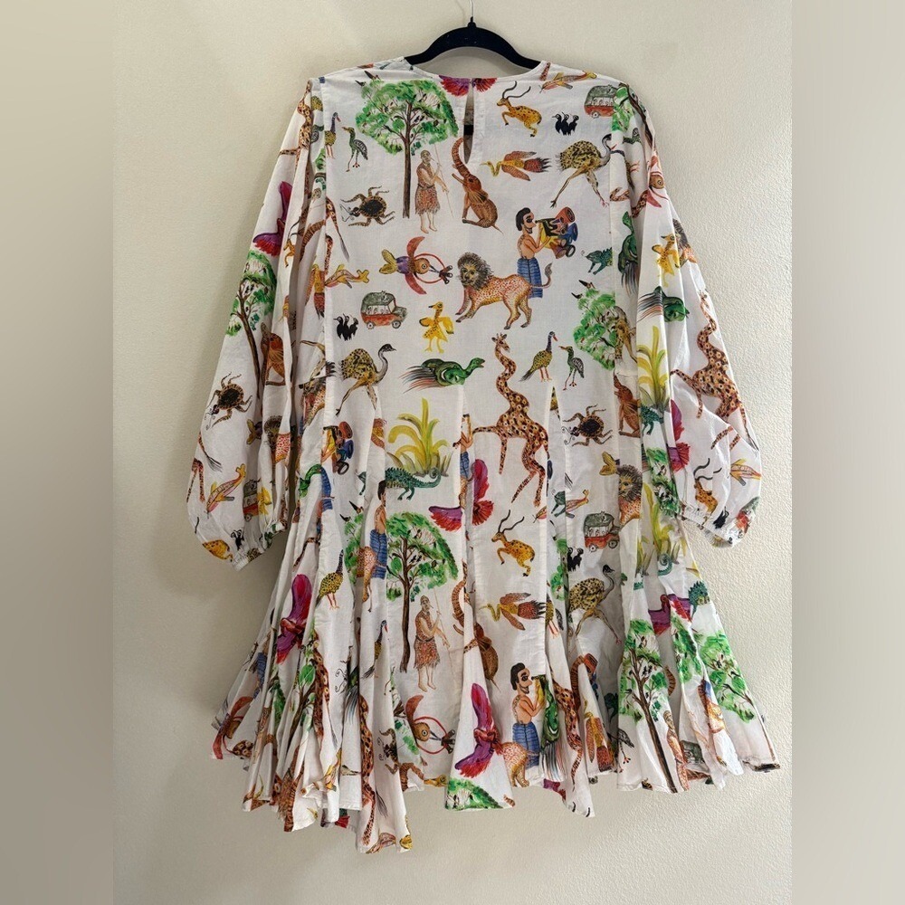 Rhode Resort Ella Pleated Jungle Print Mini Dress - M - Picture 10 of 12